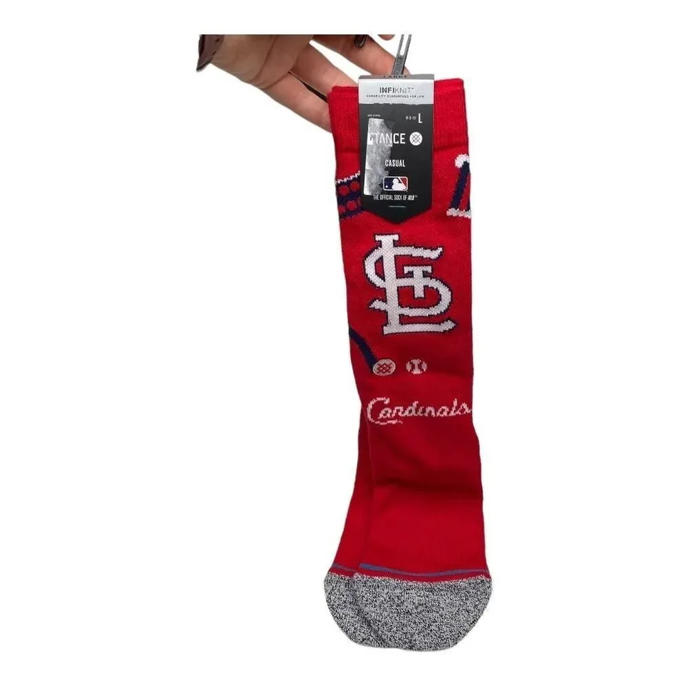 NWT Stance St. Cardinals Landmark Red/White/ Grey Mid Crew Socks-Large